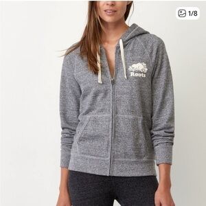Roots Whistler Salt & Pepper Zip Up Grey Hoodie Size Small Cotton